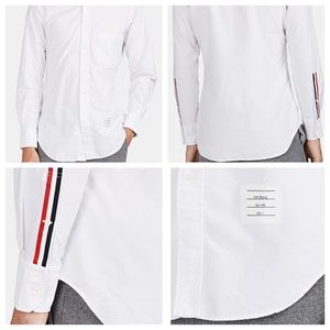 Thom Browne Tricolor-Cuff Cotton Cloth Shirt